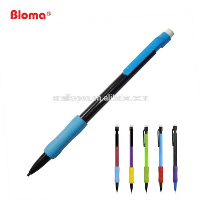 Cheap Cost Custom retractable plastic mechanical pencil with rubber grip in 2.0 mm pencil lead