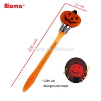 Halloween novelty funny pumpkin shape ball pen for kids gifts music and light available