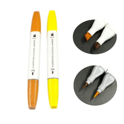 12 colors Dual tip marker pen with broad and  brush tip