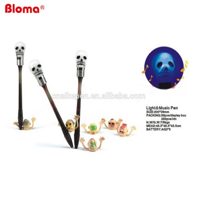 innovation skeleton shape music and light up ball pen for kids Halloween gifts