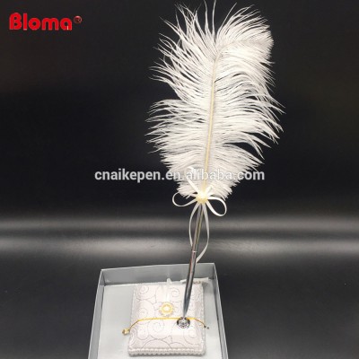 HOT Sell Wedding Decorative Stand Ostrich Feather Signature Pen for wedding and promotion