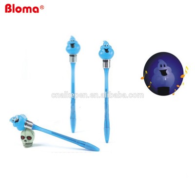 creative ghost shape light up promotional ball pen for kids Halloween gifts